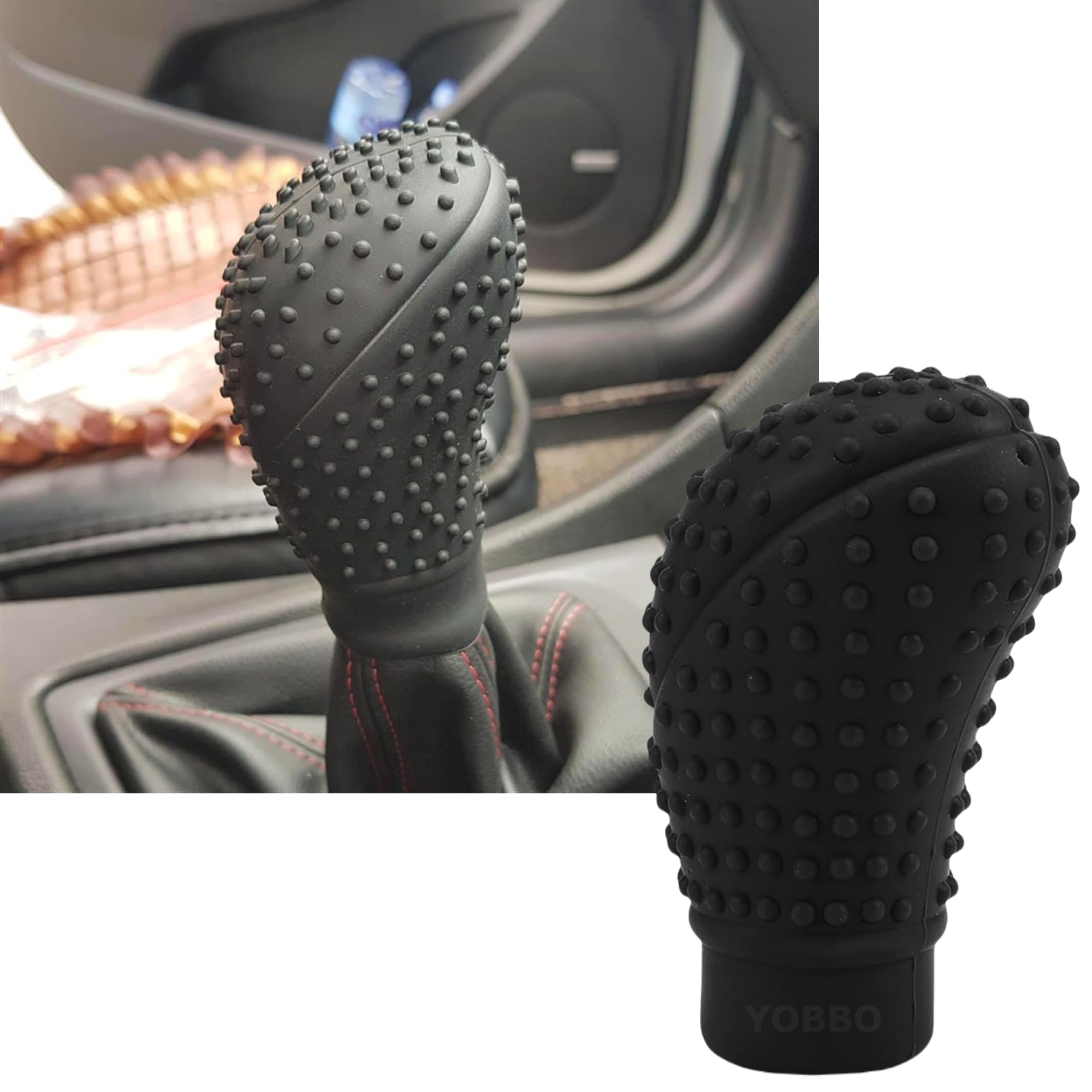 Yobbo Car Gear Knob Protector Silicone Gear Shifter Cover for Anti-Scratch Cover and Dust Proof Nonslip Gear Cover for Car Universal Fit Silicon Car Gear Knob Stylish Hockey 1 Pcs (Black)-image-12