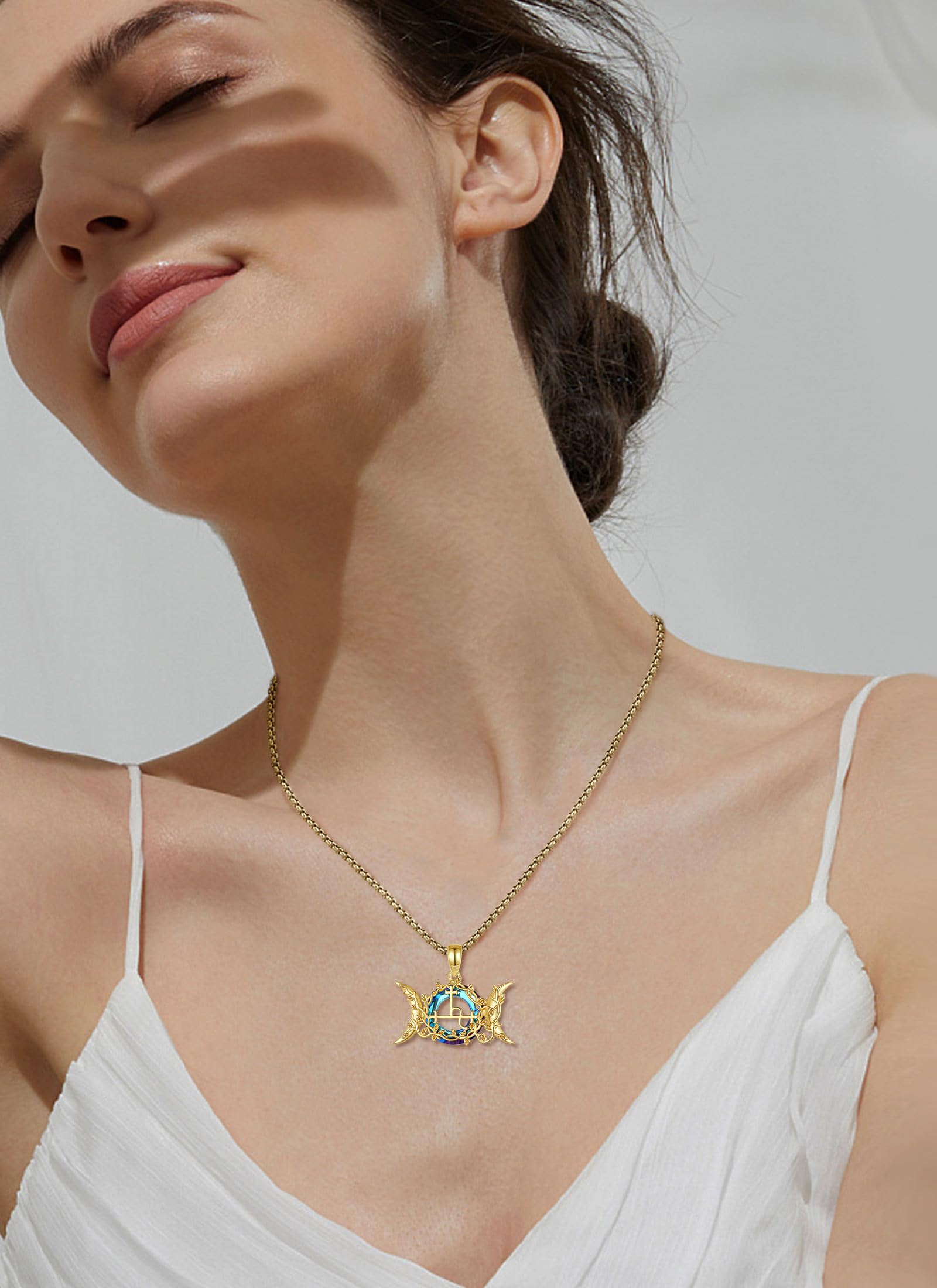 CELESTIA Mondgöttin Siegel der Lilith Halskette Hexe Lilith Kette Silber 925 Wicca Hexen Schmuck Hexerei Amulett Esoterik Geschenk für Frauen Maman Freundin