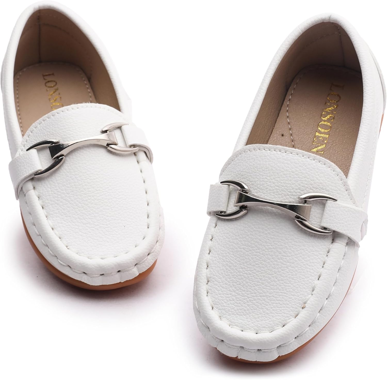 LONSOEN Kids Slip-On Loafers, Synthetic Suede Moccasin Driving Shoes, Non-Slip Rubber Outsole Lightweight Casual/Dress Boat Shoes for Boys & Girls