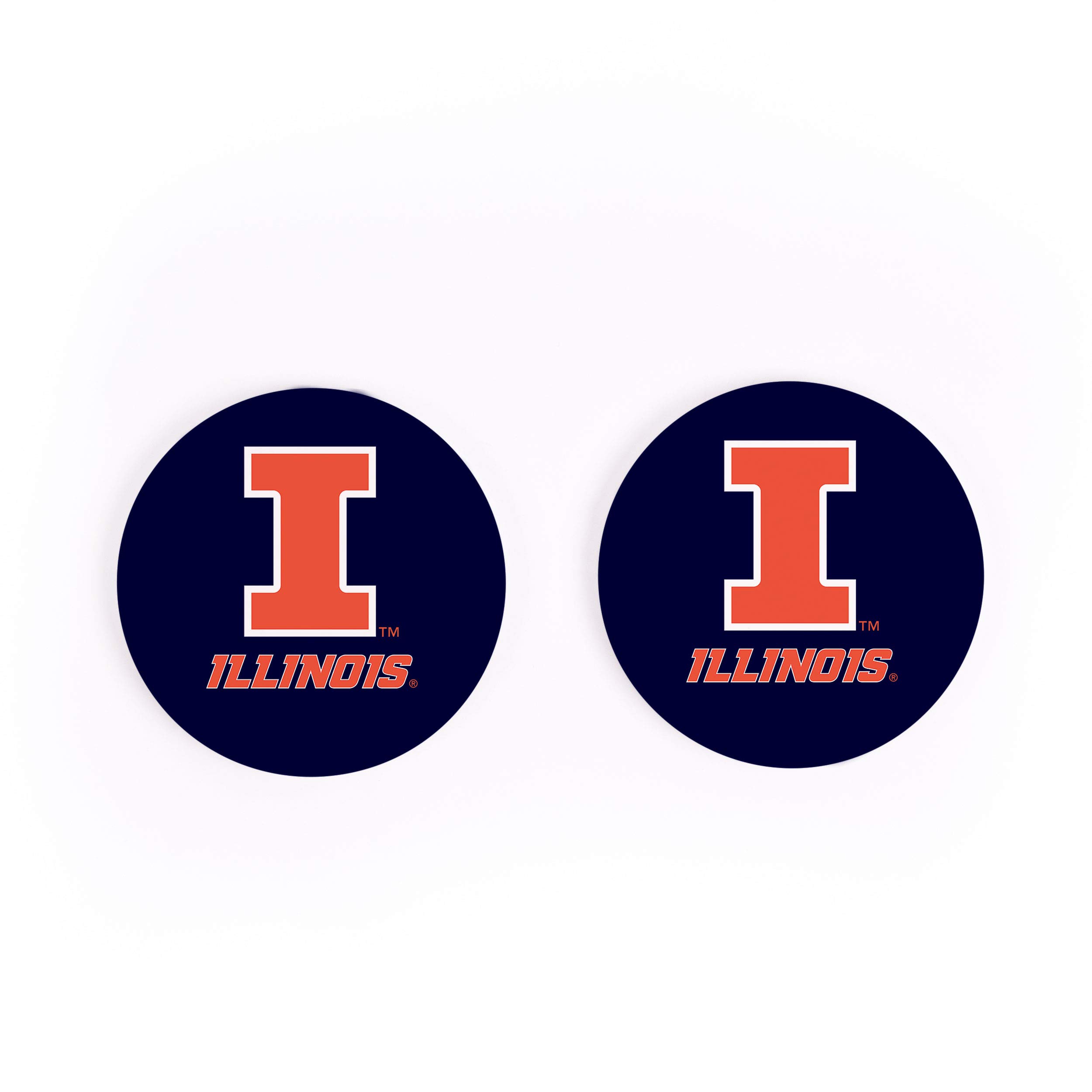 University of Illinois Logo 2.75 x 2.75 Absorbent Ceramic Car Coasters Pack of 2