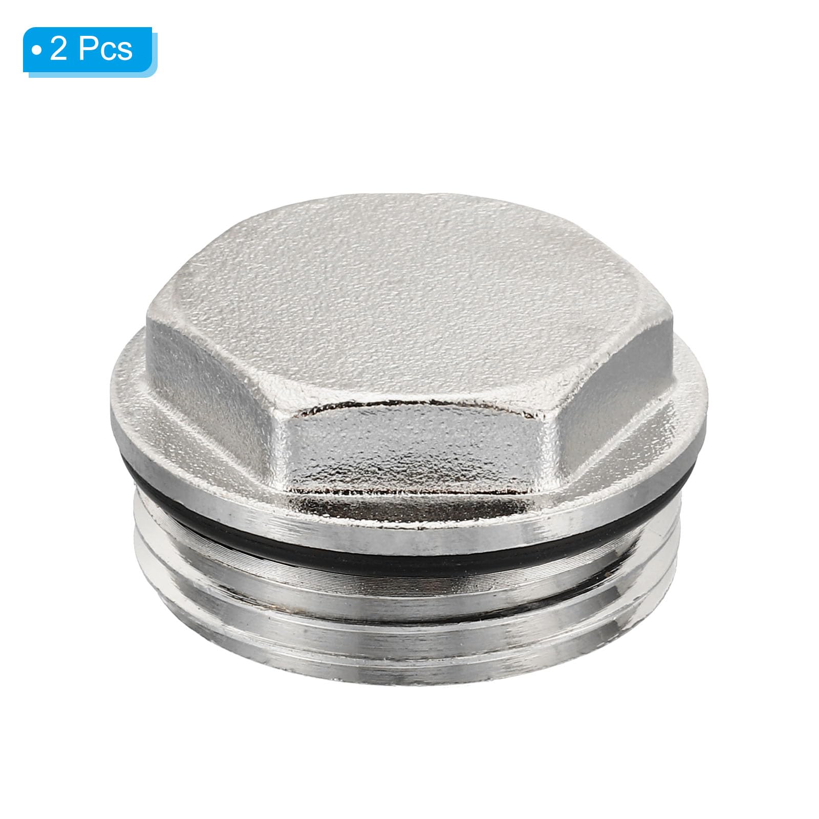 PATIKIL 1 Inch BSP Male Thread Blank Cap Manual Radiator Air Vent Plug, 2 Pack Nickel Plated Brass Plugs for Radiator Heater Silver - Image 3
