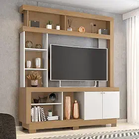 Estante Home Mali para Tv até 50 Polegadas 2 Portas Nature/Off White