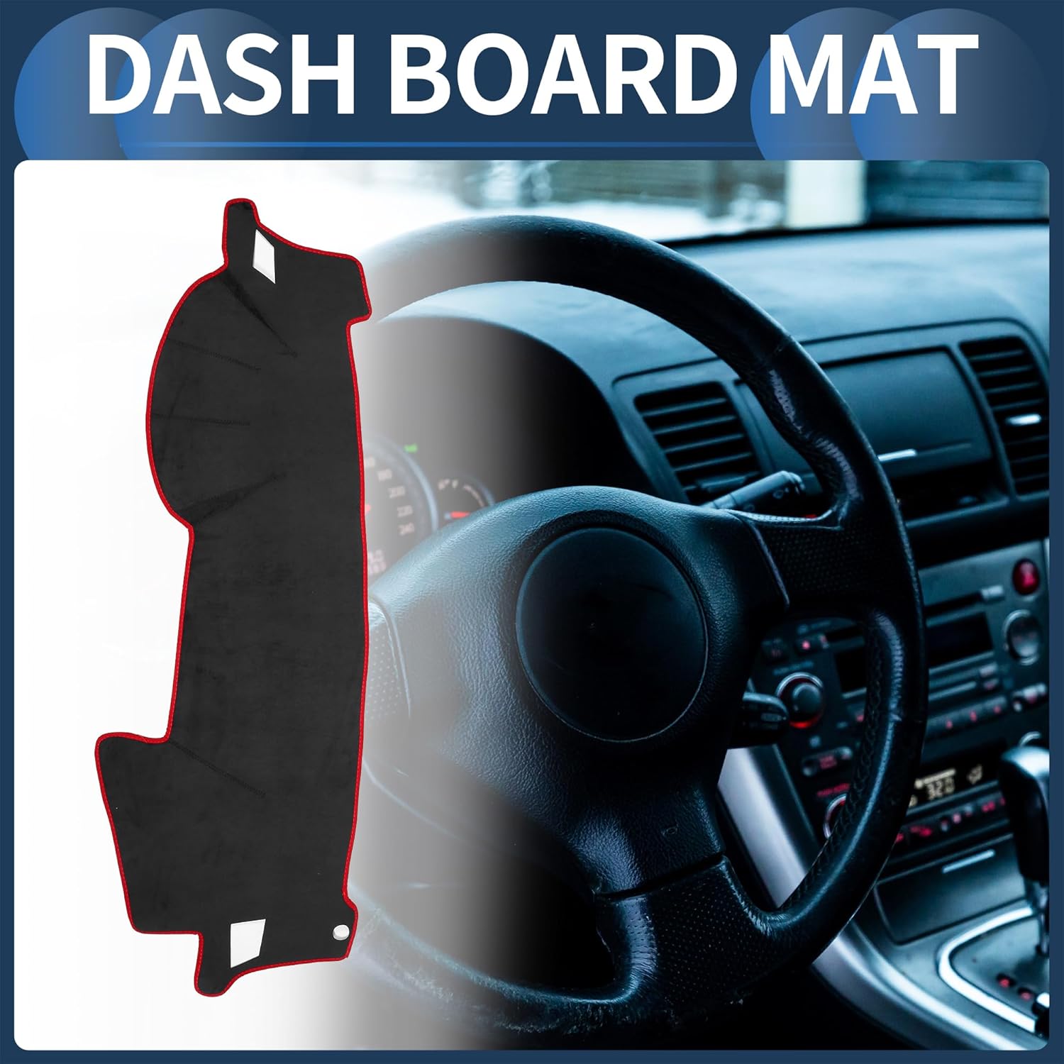 Dash Cover, Center Console Non-Slip Dashboard Carpet Mat for Subaru Outback 2005-2009 Flannel Black Red,1Pc