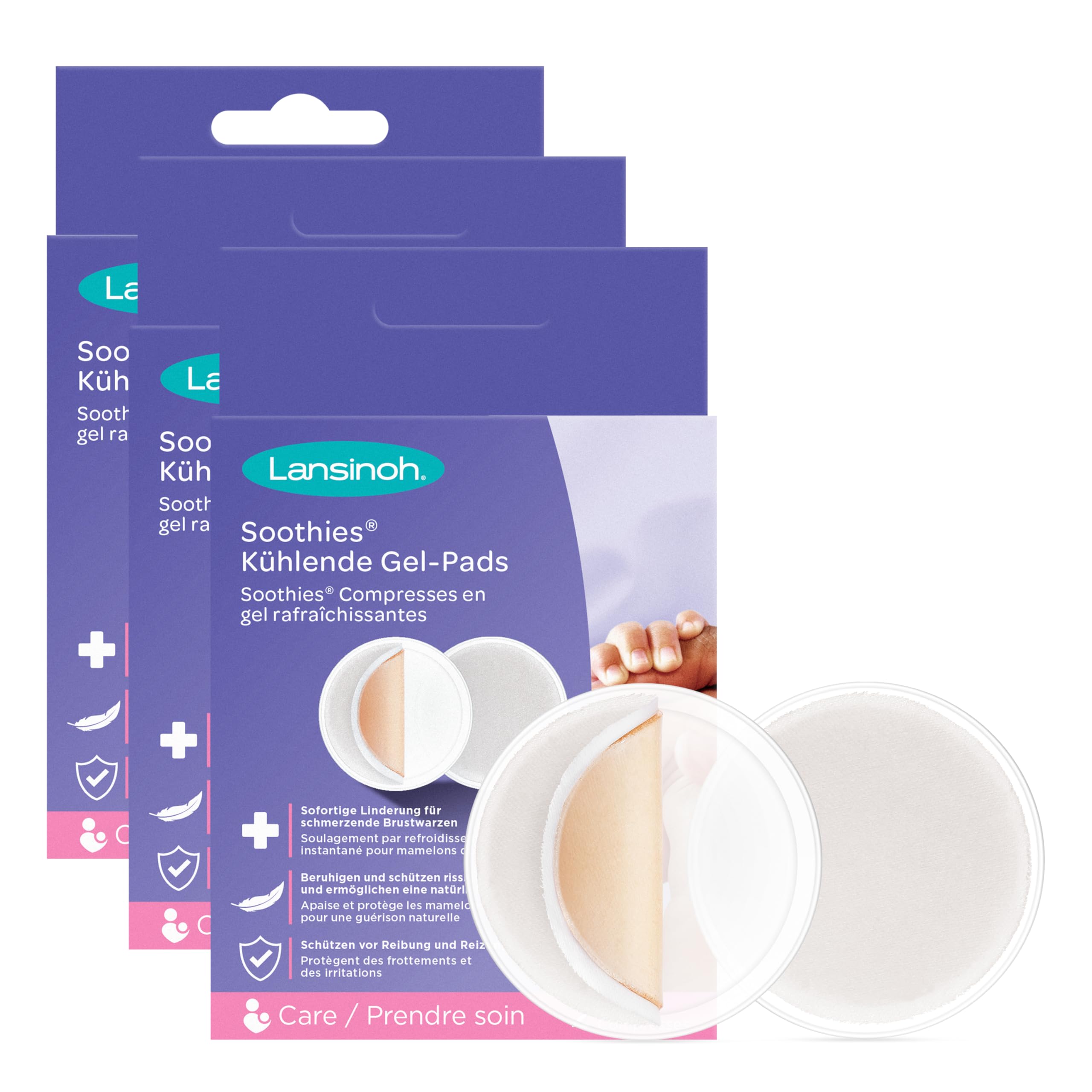Lansinoh Soothies Kühlende Hydrogel Pads - 6 Stück - beruhigen und schützen schmerzende, rissige & wunde Brustwarzen - fördern natürliche Heilung – bis zu 72 Stunden wiederverwendbar