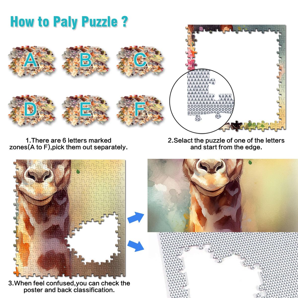 Puzzle pour Adultes 2000 pièces Girafe Bébé Puzzle pour Jeu éducatif Défi Jouet Cadeau Amusant 27,56 po x 39,37 po pour Adolescent Âge 14 Ans et Plus