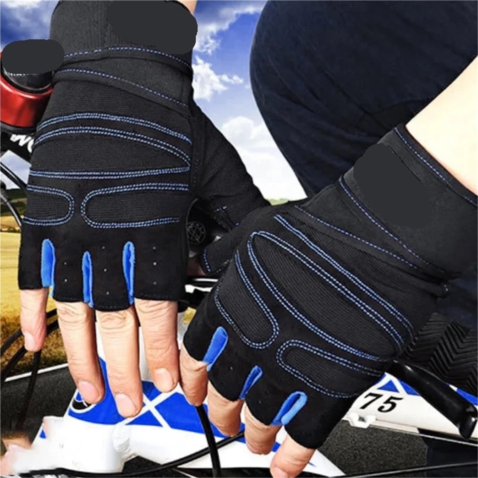 Guanti da Fitness Guanti da Palestra for Uomo Donna Fitness Sollevamento Pesi Guanti da Polso Body Building Allenamento Sport Esercizio Guanto da Ciclismo Antiurto per Fitness(Black,L)