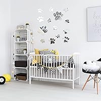Vista 7 de Tenare 14 calcomanías de espejo con estampado de patas de perro, huellas de huellas de huellas de acrílico, adhesivo de pared extraíble para perro