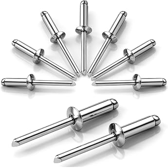 Pack of 100 Blind Rivets 4 x 10 mm 304 Stainless Steel Rivets with Large Flange Silver Dome Head Pop Rivets for Metal Wood Plastic Furniture Car Marine Connection and Attachment