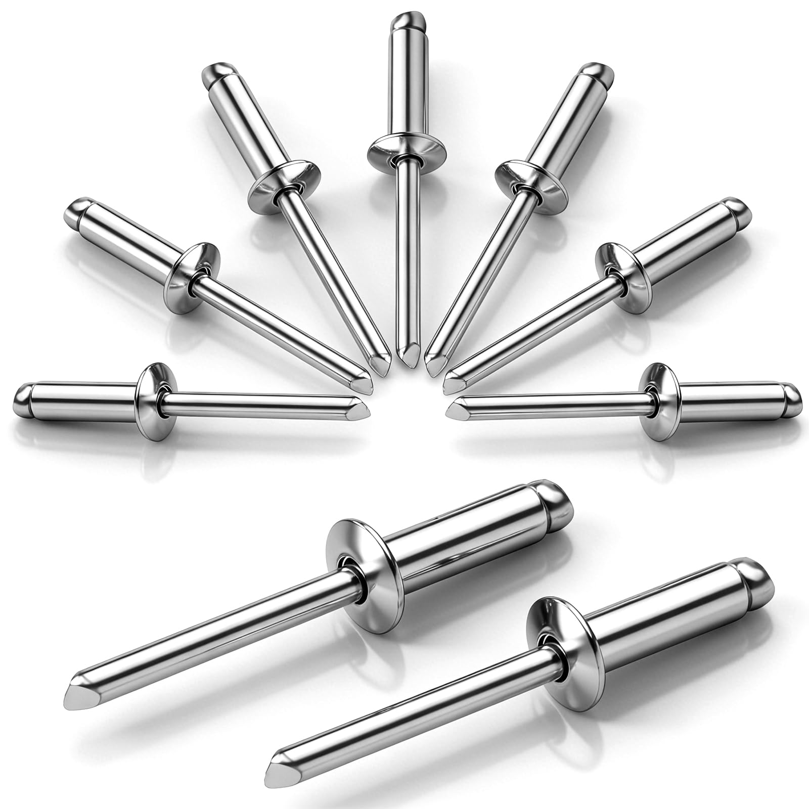 qjuwhua 100 Pieces Rivets 4.8x16mm 304 Stainless Steel Pop Rivets Large Dome Head Open End Blind Rivet Silver for Metal Wood Plastic Indoor Outdoor Fixings