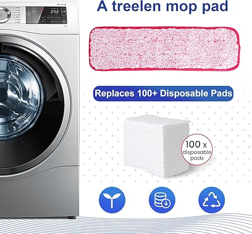 Miniatura 6 de TreeLen Almohadillas de limpieza de microfibra compatibles con trapeador Bona de 18 pulgadas, paquete de 3, ideales para cabezal de limpieza de
