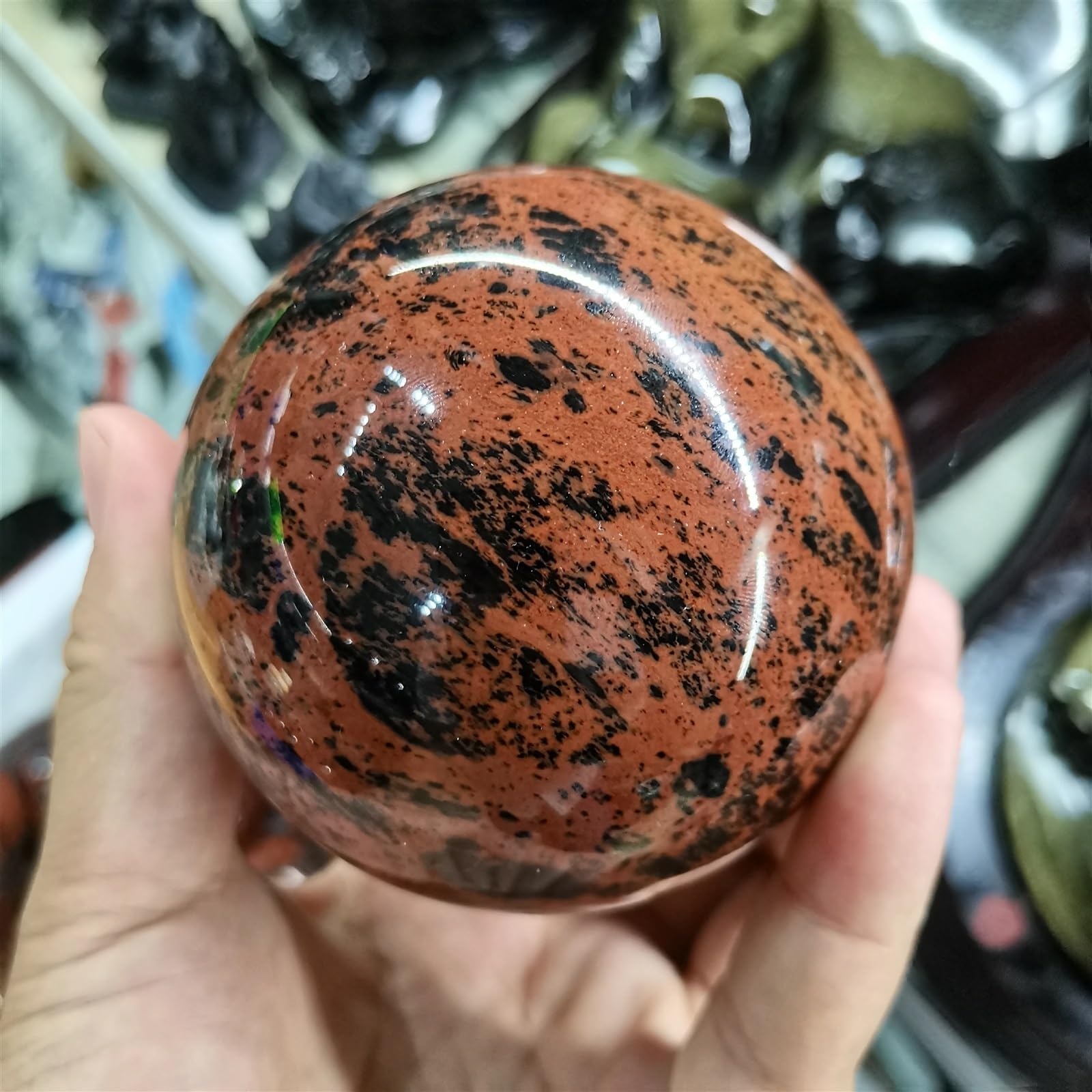 AUOQKQUT Stone red Obsidian Ball Crystal Home Decoration(51-60mm)