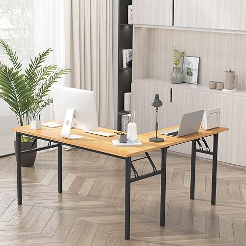 Miniatura 11 de sogesfurniture Escritorio plegable para computadora en forma de L de 52 x 55 pulgadas, ajustable a la izquierda y a la derecha, medio instalado,
