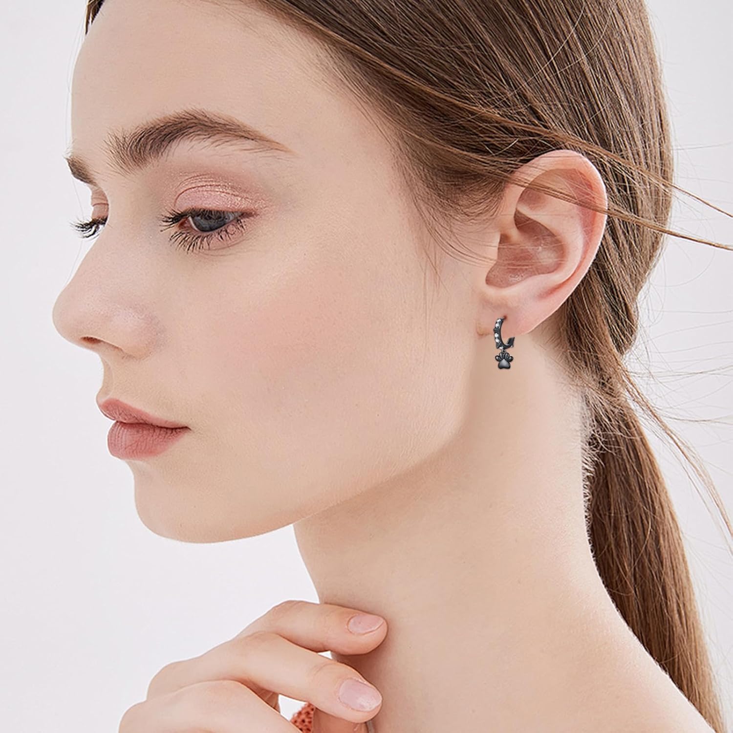 KiiKii Paw Print Earrings for Women 925 Sterling Silver Turquoise/Opal Dog Paw Print Dangle Hoop Earrings Pet Jewelry for Wife Mom Daughter - Image 7