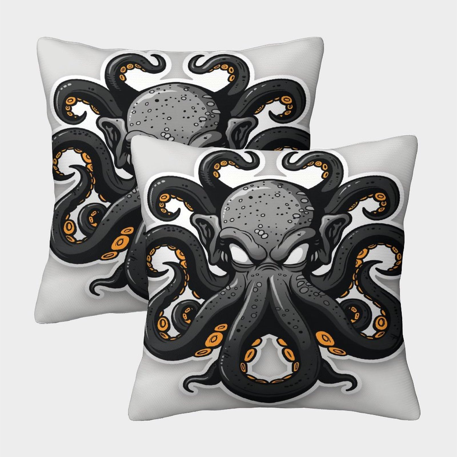 TNFHSOFT Octopus Cushion Cover 2 Pack Decorative Machine Washable Pillowcases Square Pillow Cases with Invisible Zipper Cushion Covers for Living Room Sofa Couch Bed Throw Pillow Case 50x50cm — image 1