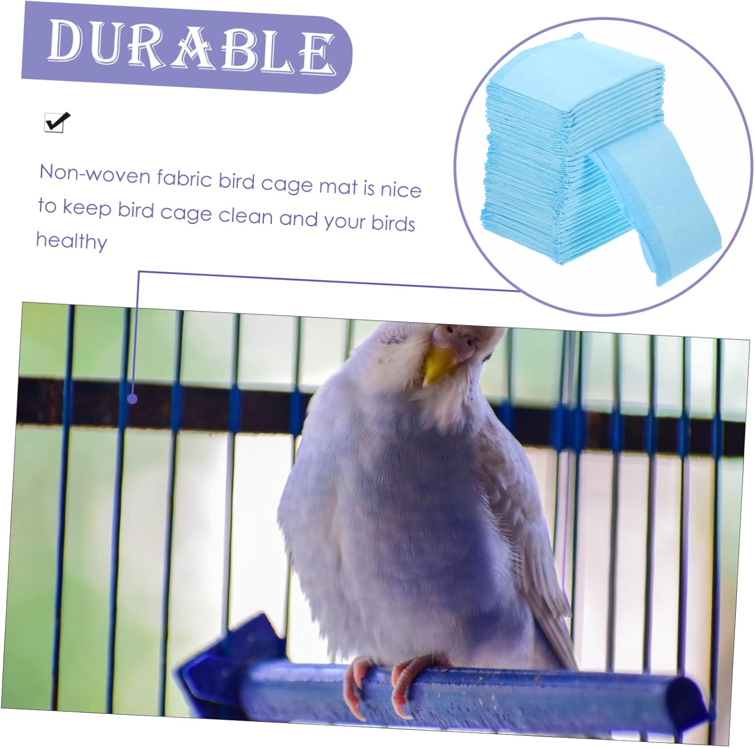 TOYANDONA 100pcs Bird Cage Liners Pre-cut Non-woven Fabric for Parrots Conures and Parakeets Bedding Easy to Change Keep Cage Clean
