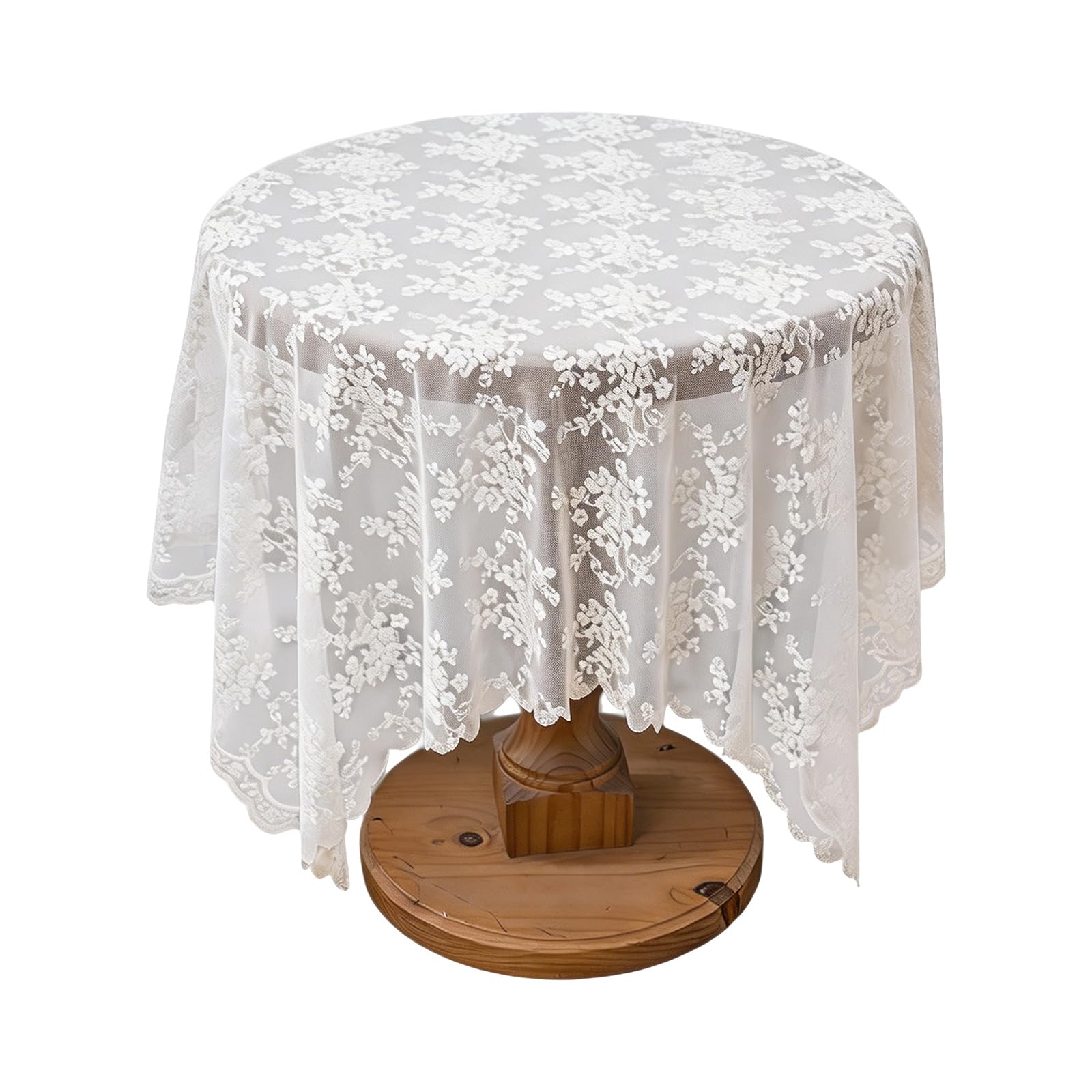 Bbajszx Beautiful Floral Lace Tablecloth Sturdy Polyester Materials for Dining Room Decoration Permanent Polyester Tableware