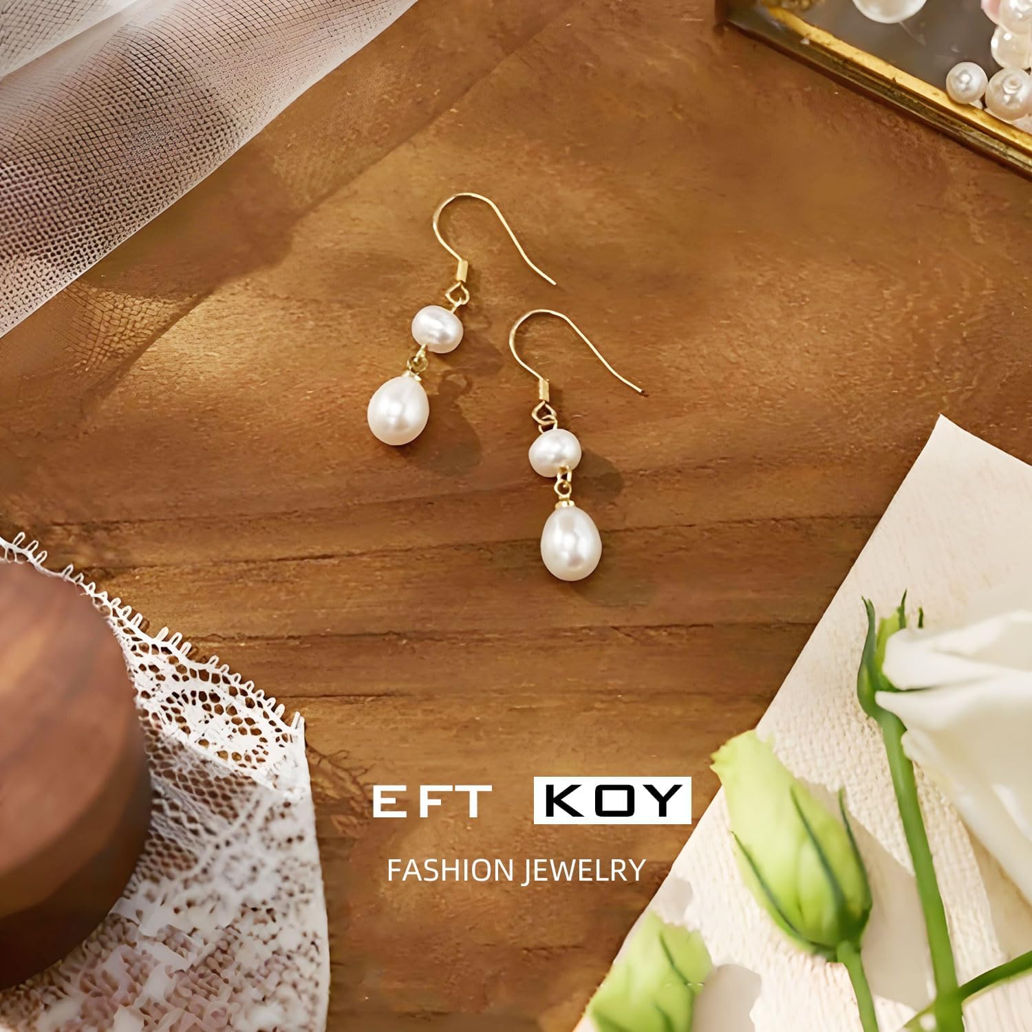 Freshwater Cultured Pearl Earrings, 14K Gold Plated AAA+ Pearl Drop Dangle Earrings for Women - Image 6