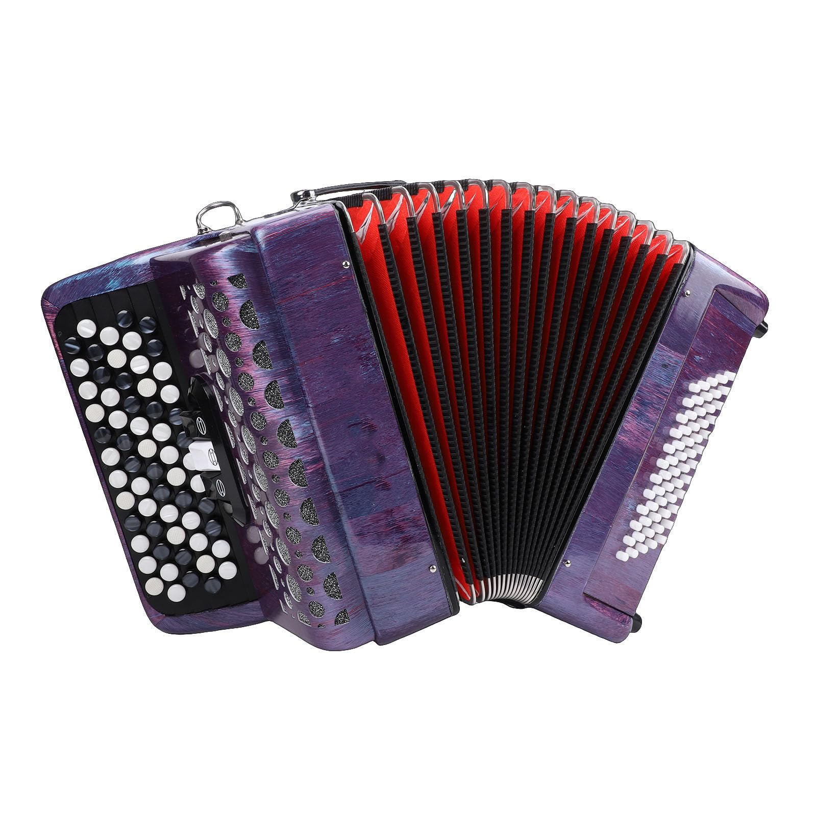 Generic Fisarmonica a Basso, 62 Tasti 60 Pulsanti F B E Accordatura Fisarmonica Cromatica con Custodie più Spesse E Tracolla Strumenti Musicali per Principianti Professionisti
