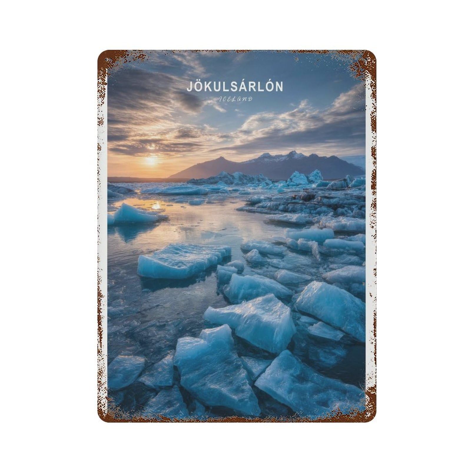 xiaoxiaoshen Jökulsárlón Ice Lagoon, Iceland Arctic Glacial Water Wall Decor Art Metal Tin Poster Modern Home Decor Art Home Bar Shop Decorations Vintage Sign 40x30cm