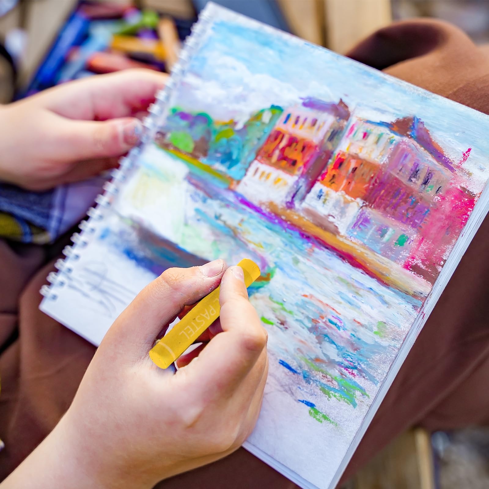 sourcing map Pastelli a olio morbidi, pastelli a olio, colori vivaci, miscelabili, forniture artistiche per pittura, disegno, miscelazione, pittura, artisti principianti professionisti (arancione