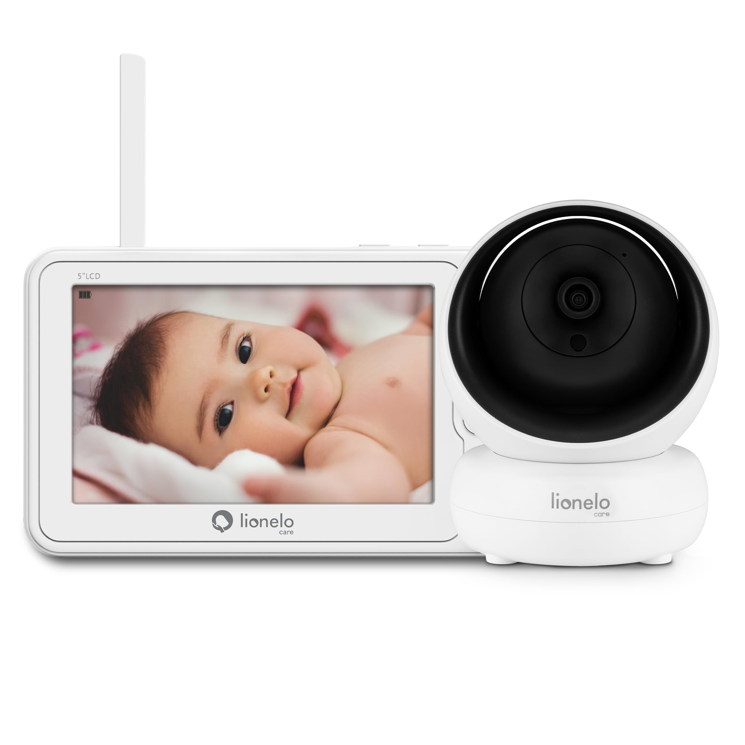Lionelo Babyline 8.3 - Babymonitor elettronico con fotocamera Full HD a 360°, schermo da 5
