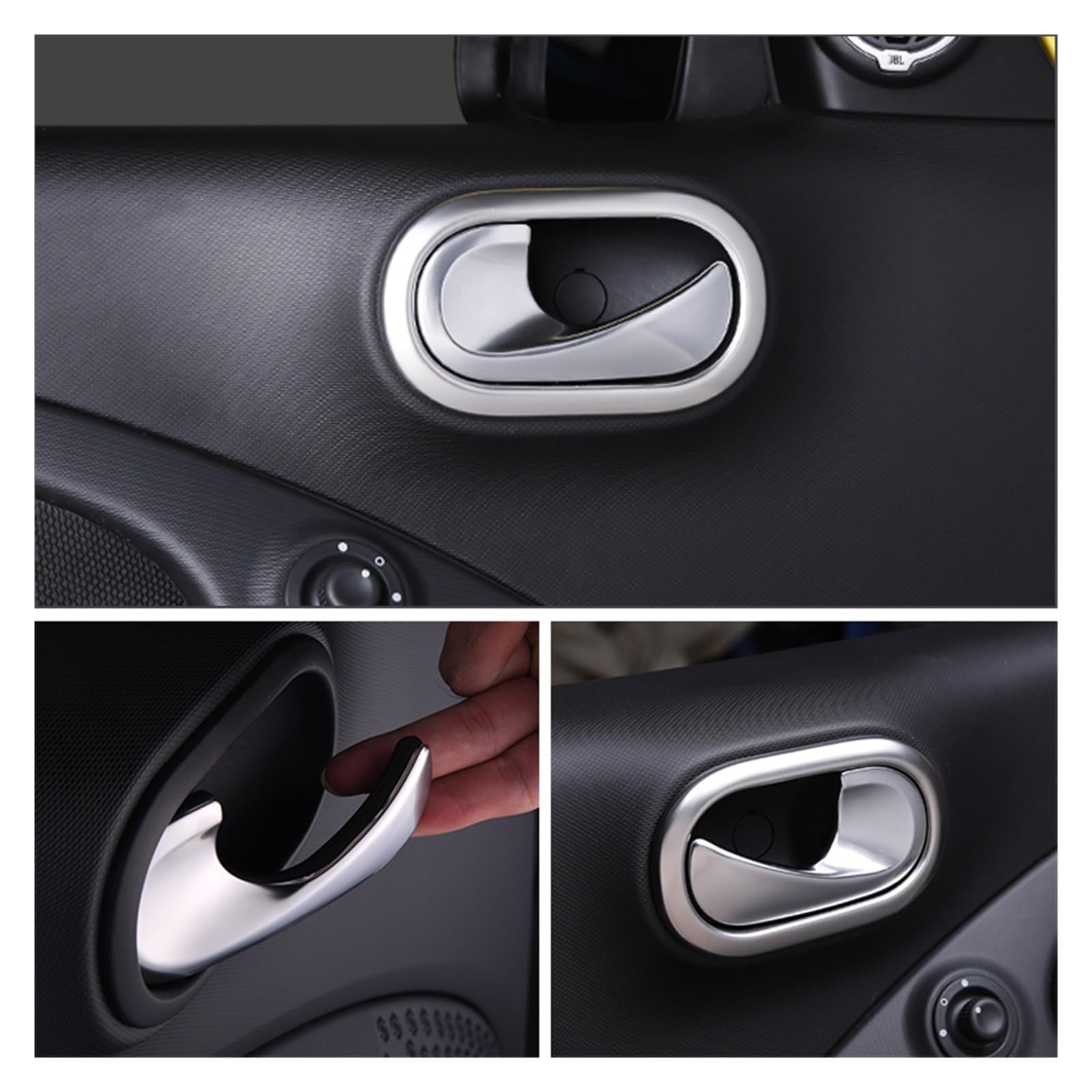 Maniglia Interna Coperchio Vaschetta Interna in Acciaio Inossidabile per Fortwo per Forfour 453 Maniglia Dell'auto Adesivi per Auto Accessori Decorazione(Door Handle Silver-2)