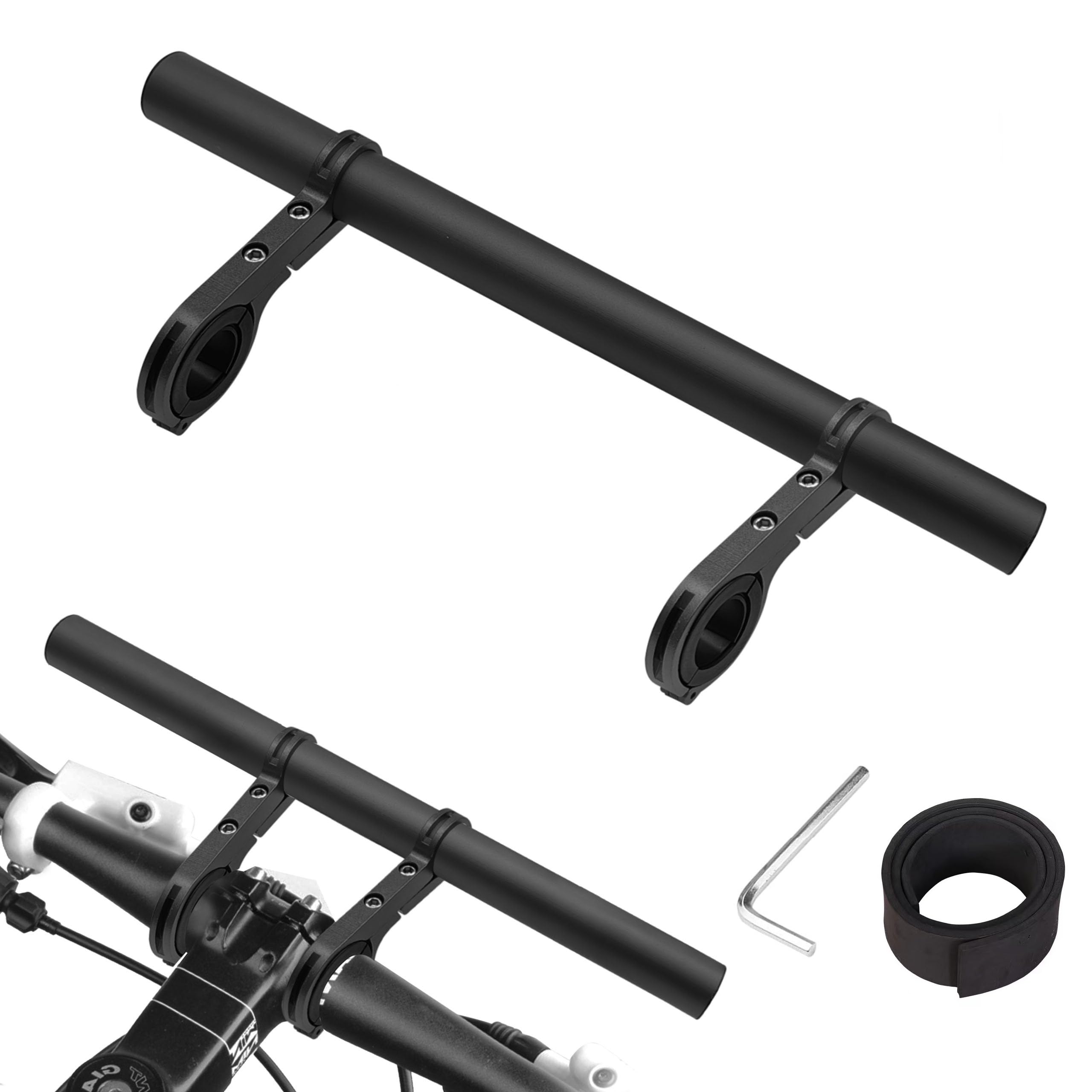 Bicycle Handlebar Extender, 11.8in Double Bike Handlebar Extension Rack,Multifunctional Aluminum Alloy Bracket Extension for Headlight,Holding Bicycle Speedometer, GPS (30 cm Black)