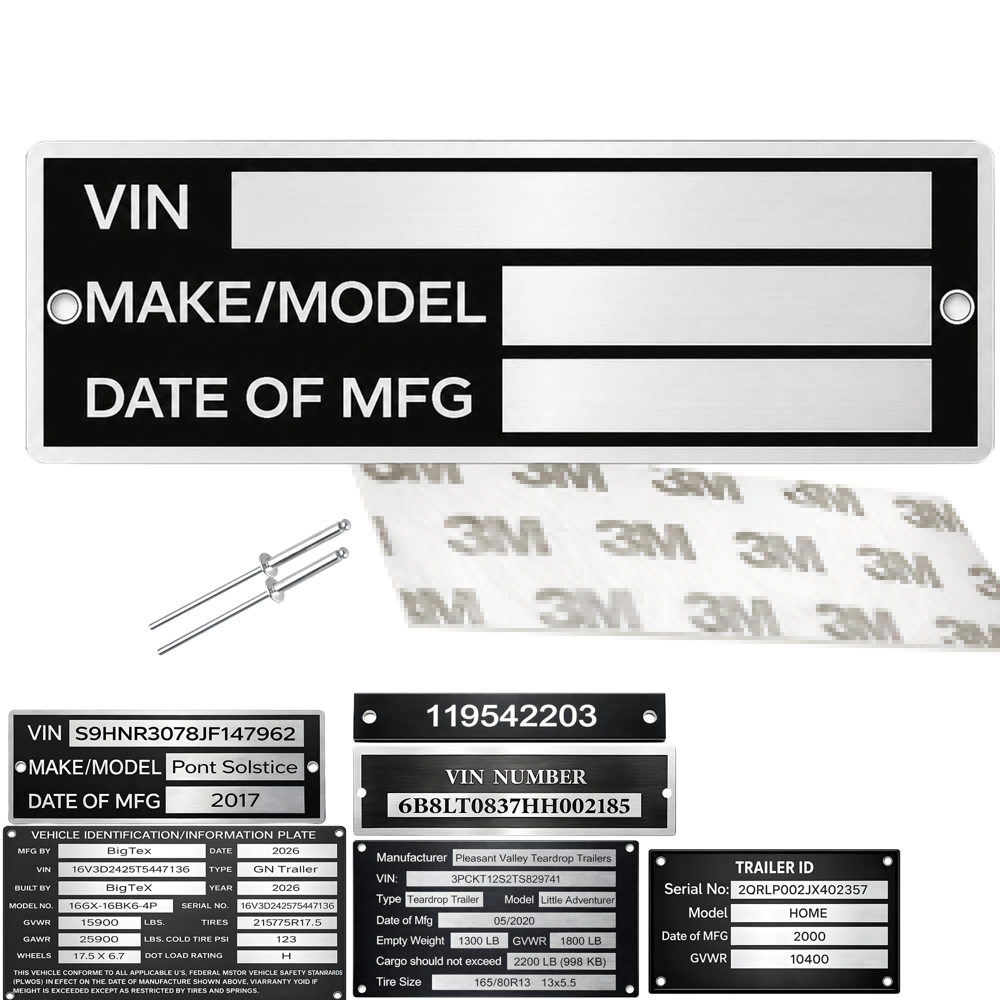 TYRINHAI 01 Custom Engraved Aluminum VIN Plate for Trailers Blank