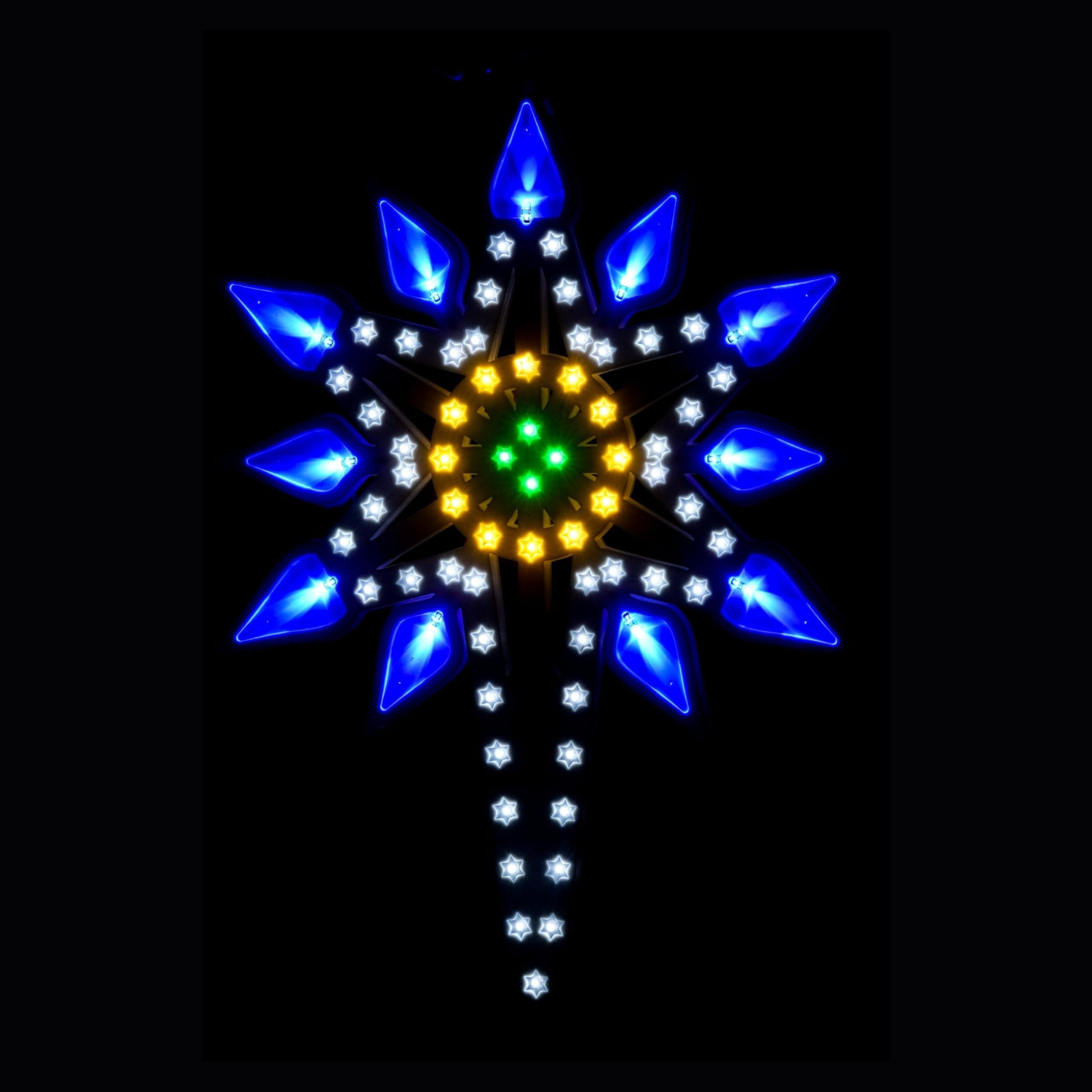 NAOS Blue Leaf LED Star Hanging Light – A Decorative LED Star Ideal for Both Indoor and Outdoor use, Perfect for Adding a Festive Touch to Your Home, Holiday, and Special Occasion décor