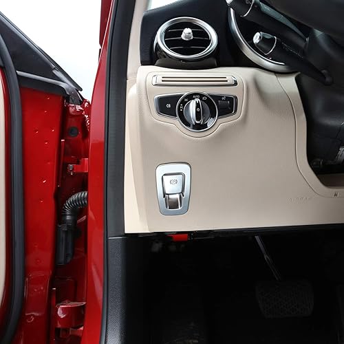 Miniatura 4 de YIWANG para Mercedes Benz W213 E GLC Clase C W205 2015-2020 ABS cromado mate cubierta de freno de mano electrónica