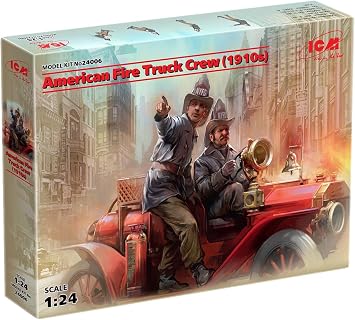 ICM 24006 Plastic Model American Fire Truck Crew 1910s 2 Figures - Scale 124