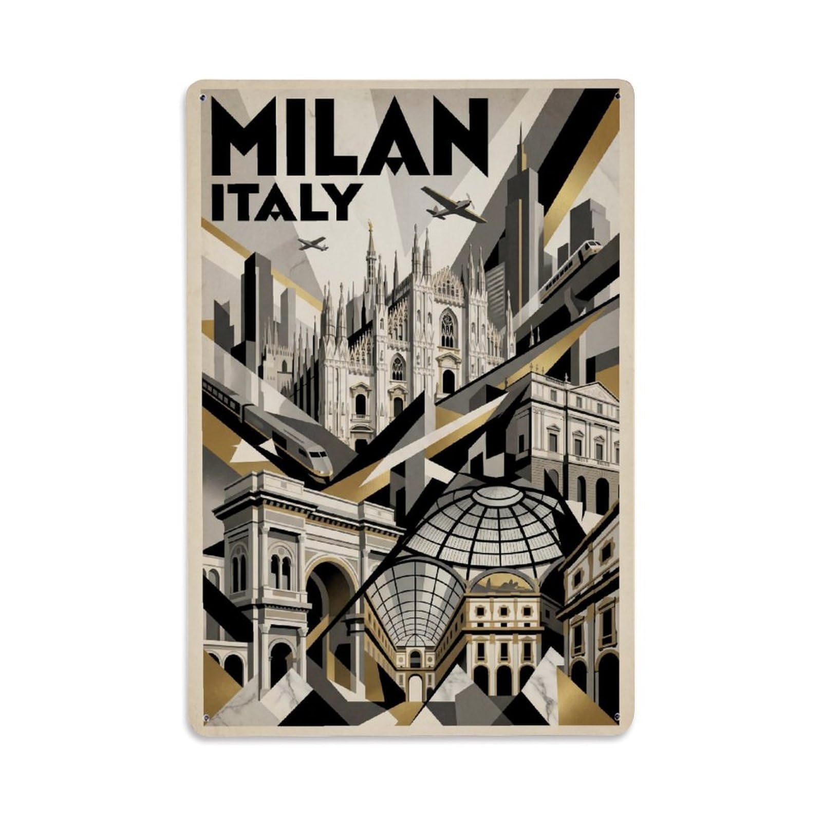Fqcyn Style Metal Tin Sign Retro Italy Milan Travel