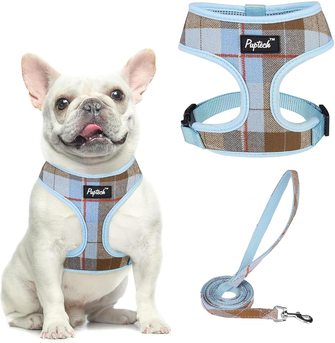 PUPTECK Juego de arnés y correa para perros pequeños sin tirones para perros de tamaño XS XXS Cachorro | Chaleco para caminar acolchado suave ajustable sin asfixia para mascotas y gatos a prueba de escape