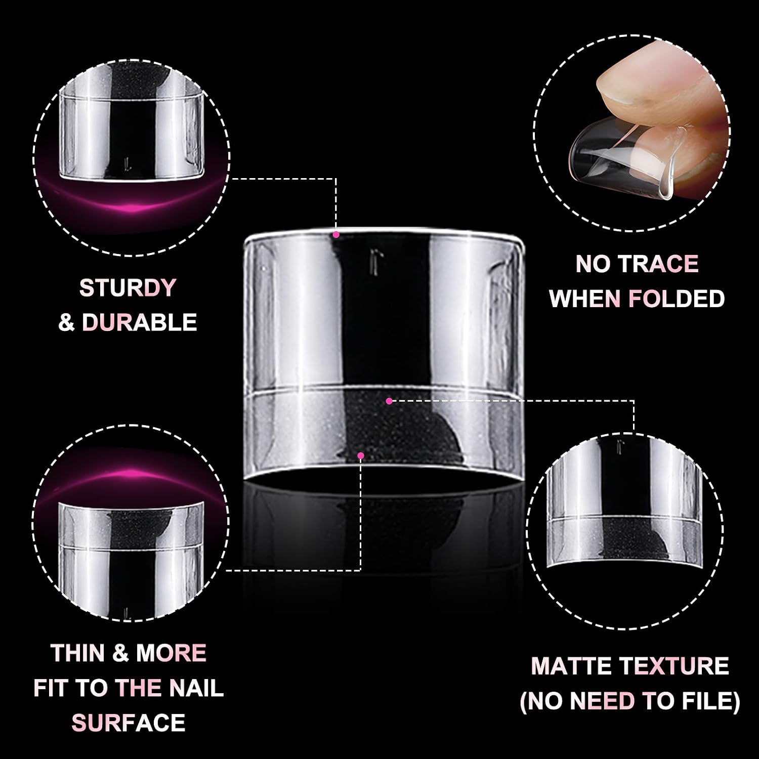 600Pcs French Short Nail Tips Extra Short Square Soft Gel Nail Tips Half Cover Acrylic Nails Pre-designed Clear Fake Nails Tips Square False Nail Tip 12Sizes for DIY Nail Salon thumbnail