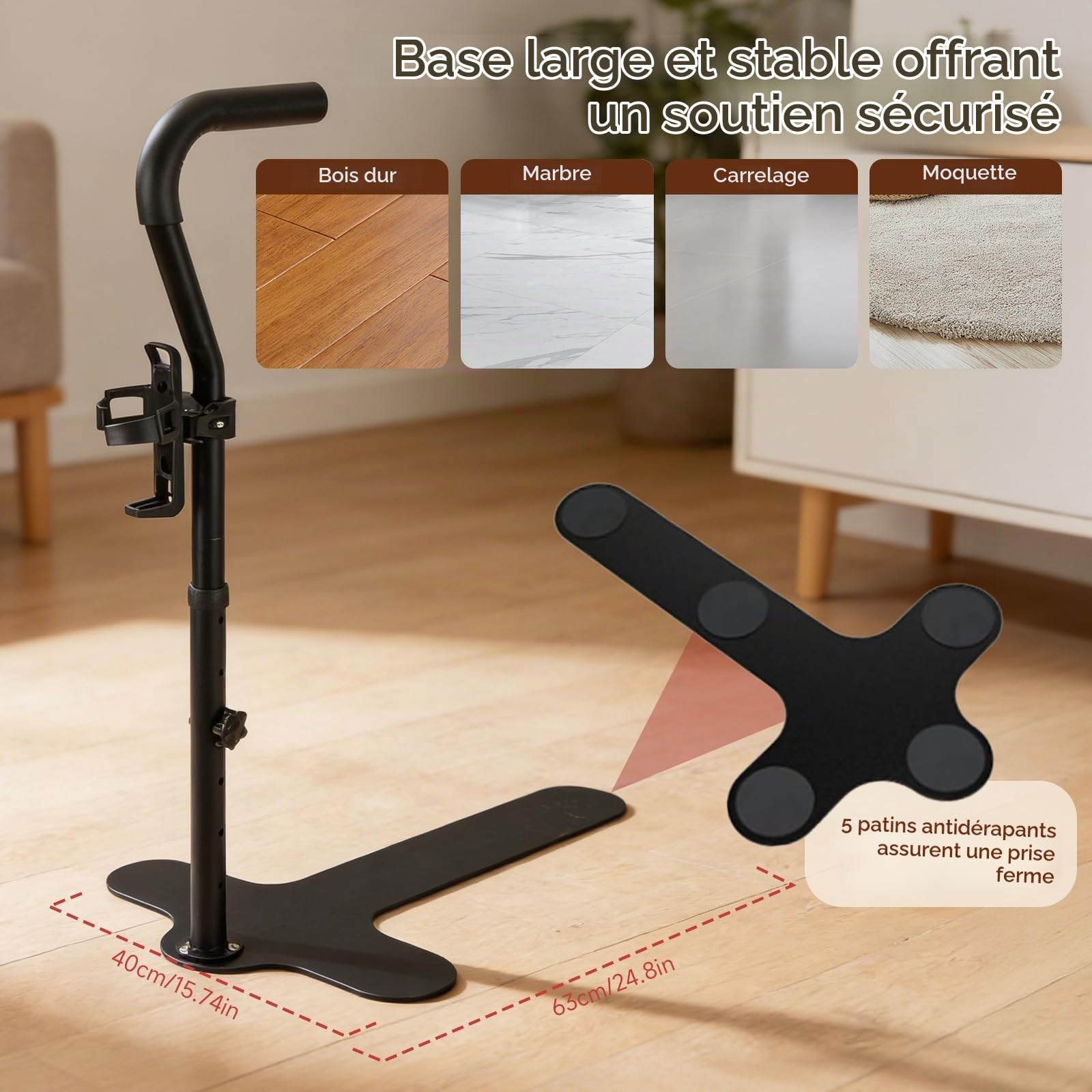 Aide à La Verticalisation, Aide à La Verticalisation Pour Canapé Avec échelle Sécurité Et Barre D'appui (62-87cm) Avec Porte-Gobelet Pour Seniors Réglable En Hauteur Pour Canapés Et Fauteuils