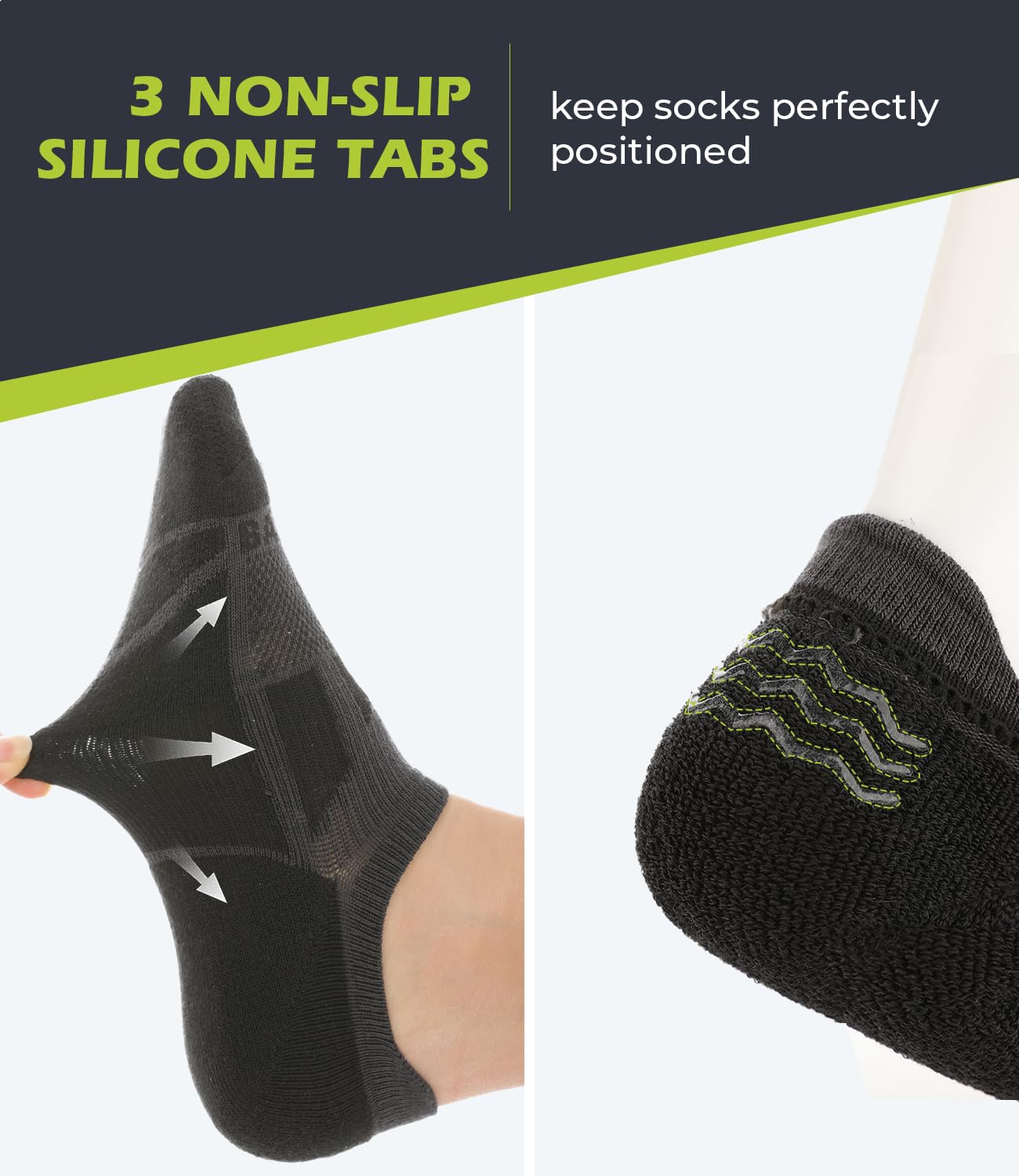 BAMBOO COOL Calcetines invisibles para hombre, de corte bajo, transpirables, absorben la humedad, antideslizantes, para correr, entrenamiento, casual, 6 paquetes