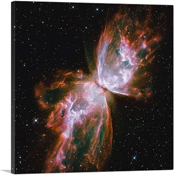 ARTCANVAS Hubble Telescope Butterfly Nebula NGC 6302 Canvas Art Print Stretched Framed Painting Picture Poster Giclee Wall Decor - 12" x 12" 1.50" Deep