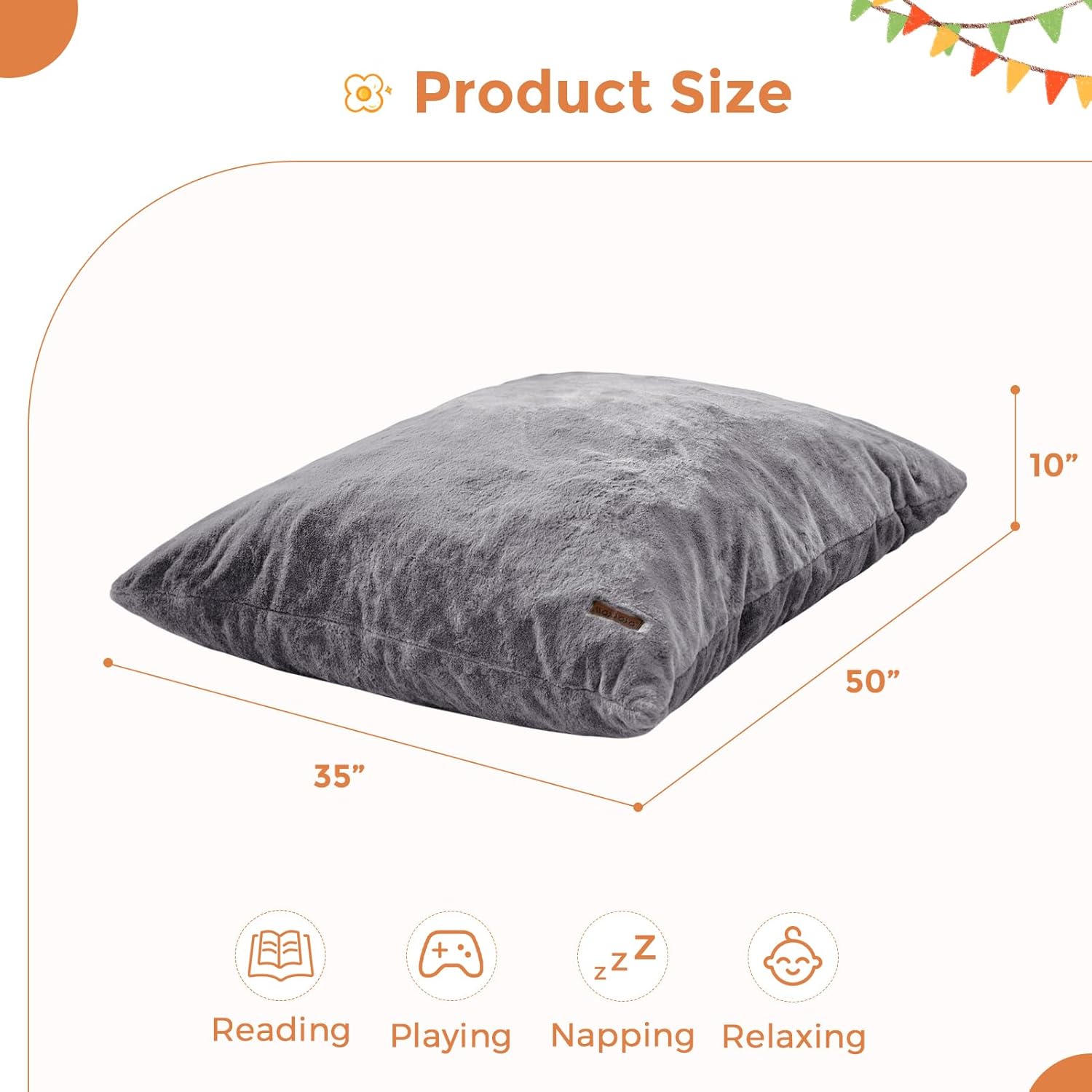 MAXYOYO 3 in 1 Kids Bean Bag Chair Bed, Child Floor Sofa for Gaming, Reading, Faux Fur Floor Mattress with High-Density Foam Filling for Living Room Bedroom