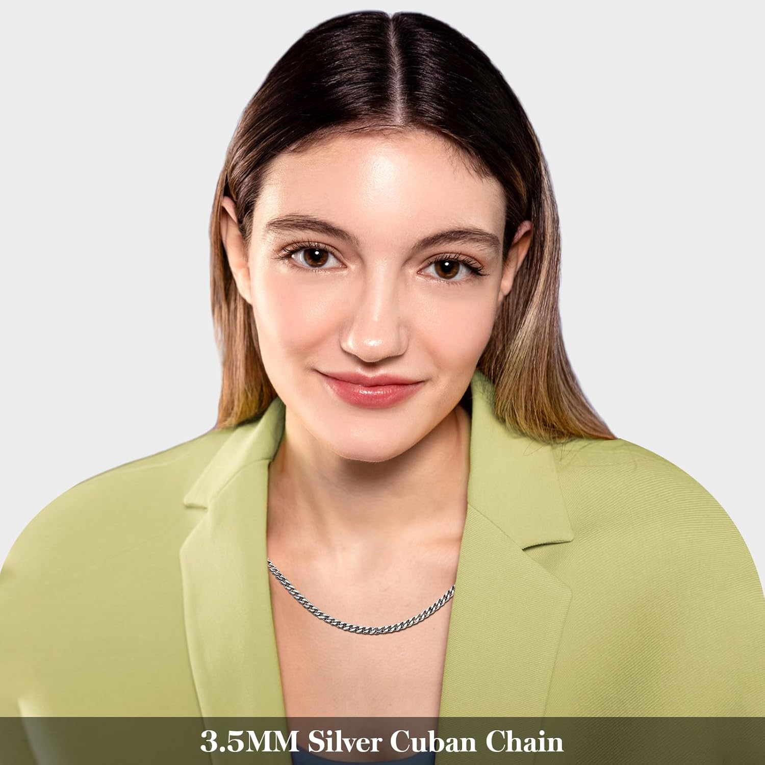 3.5mm Cuban Link Curb Chain Necklace for Women Men 925 Sterling Silver Plated Stainless Steel Necklace Available In 16/18/20/22/24/26/28/30 Inches Silver Chain Necklace for Men Come Gift Box