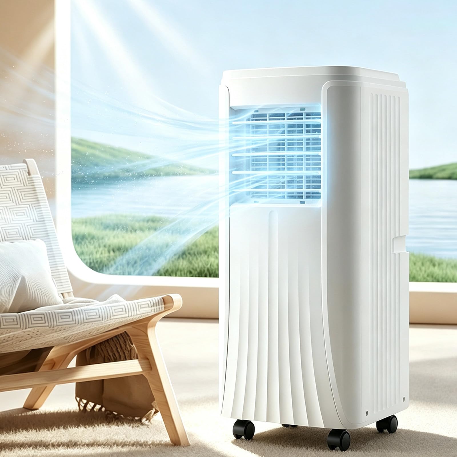 CGLYYDS Portable Air Conditioner,12000 BTU AC Unit Cools up to 350 Sq.Ft.,Air Cooler,Air Purifier, Fan, Dehumidifier, 24h Timer, Remote Control, Window Kit, Class A Rating 12000BTU
