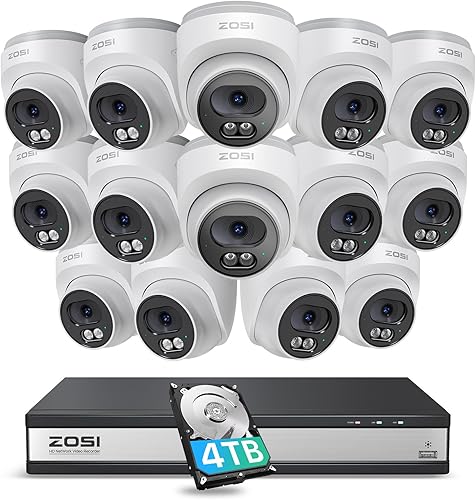 Miniatura 15 de ZOSI C220 16CH 4K PoE Sistema de Cámara de Seguridad para el Hogar, NVR de 16 canales de 8MP 4K con HDD de 4TB para grabación 24/7, 12 x cámaras IP