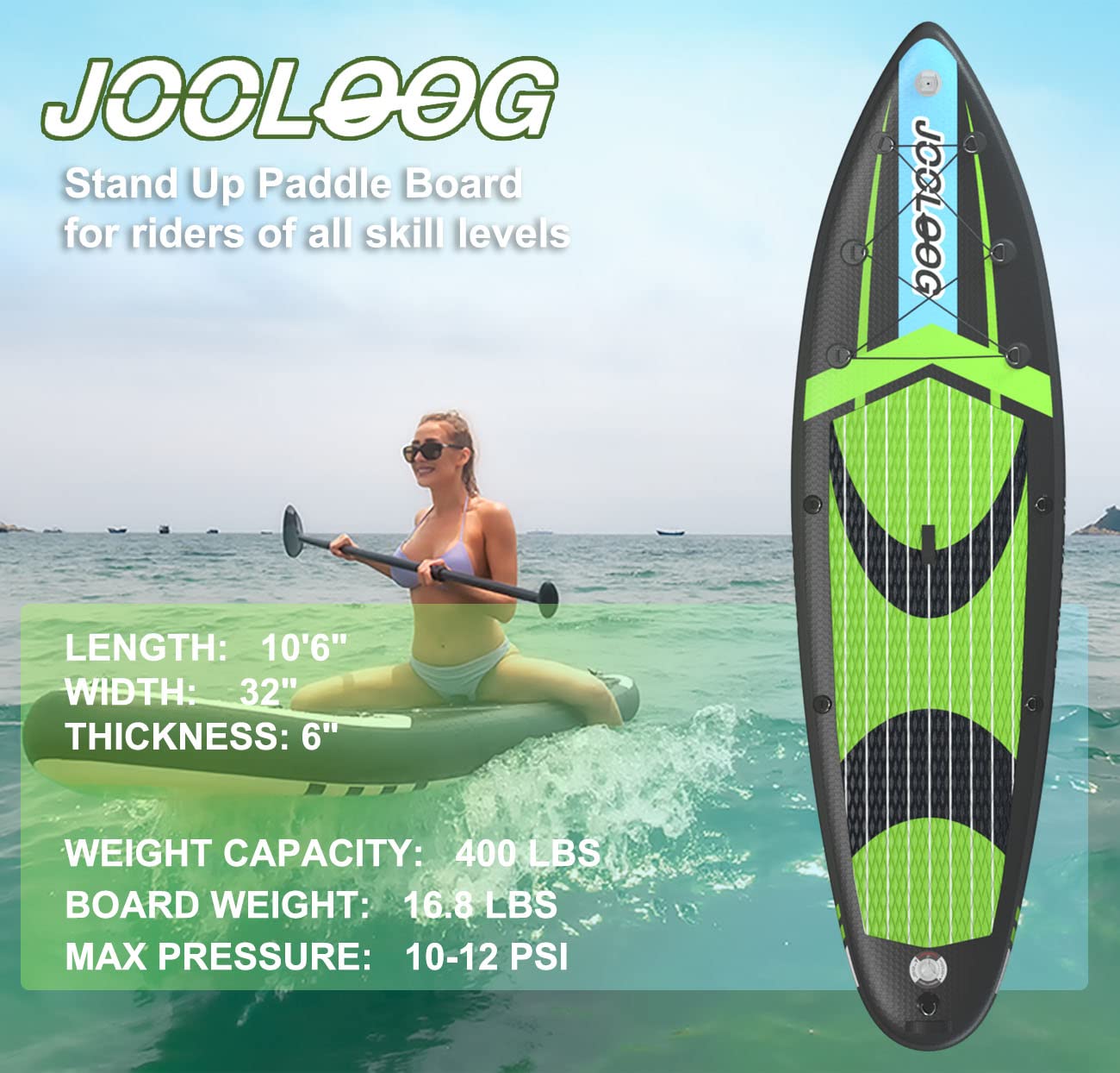JOOLOOG Inflatable Stand Up Paddle Board 10'6