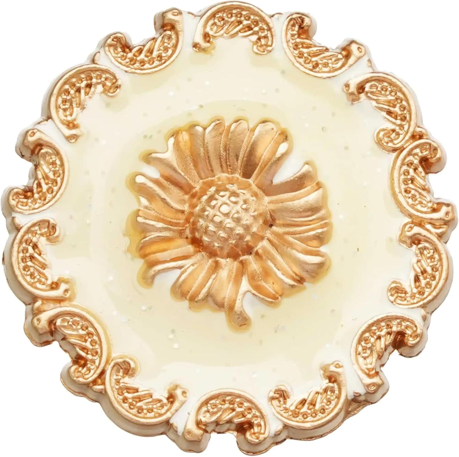 Vintage Flower Button Black White Colors Gold Accent Ideal for Clothing Crafts