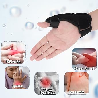 Piriuuo Thumb Brace, Unisex Thumb Splint AdjustableThumb Spica Splint for Right or Left Hand (Black)
