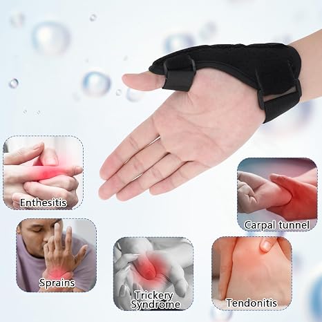 Piriuuo Thumb Brace, Unisex Thumb Splint AdjustableThumb Spica Splint for Right or Left Hand (Black)