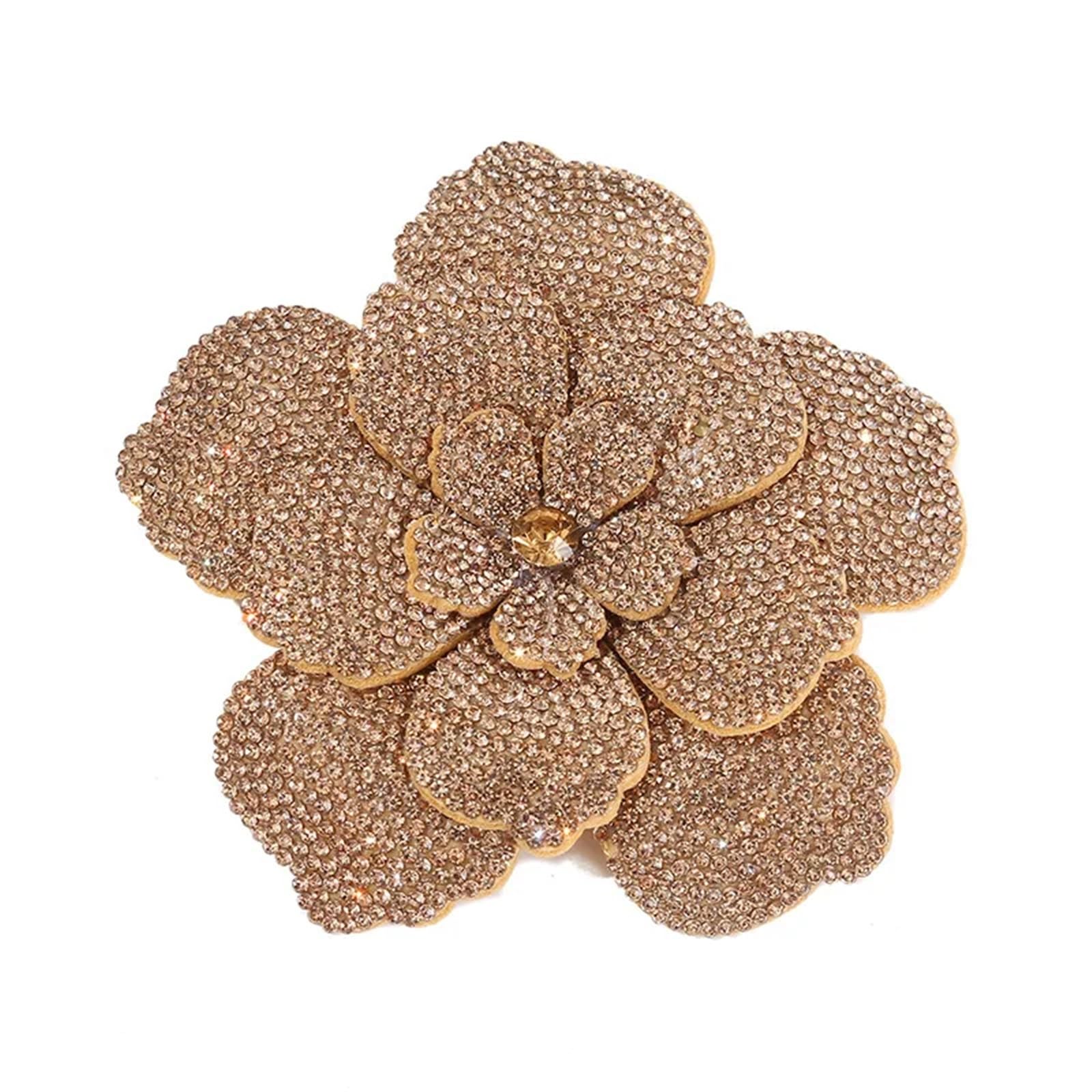 Wtaxbh Women's Color 9 Iron On Patches 11Cm Rhinestone Camellia Rose Applique - Fabric Flower For Fashion Accessories(Color 9)