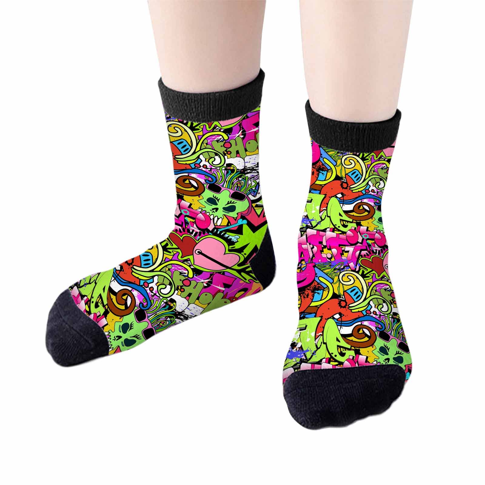 Red Striped Crew Socks for Woman Size 6-8 Christmas Tree Moose Snowflake Dots Lines Girls Socks