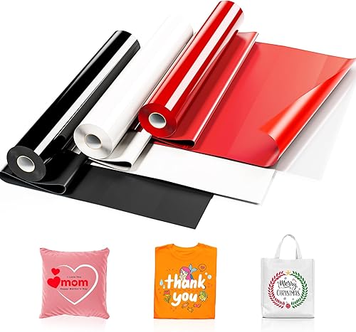 Vinilo de transferencia de calor HTV de 3 rollos de 12 pulgadas x 20 pies, vinilo para planchar para camisetas, ropa, tela de almohada, vinilo de