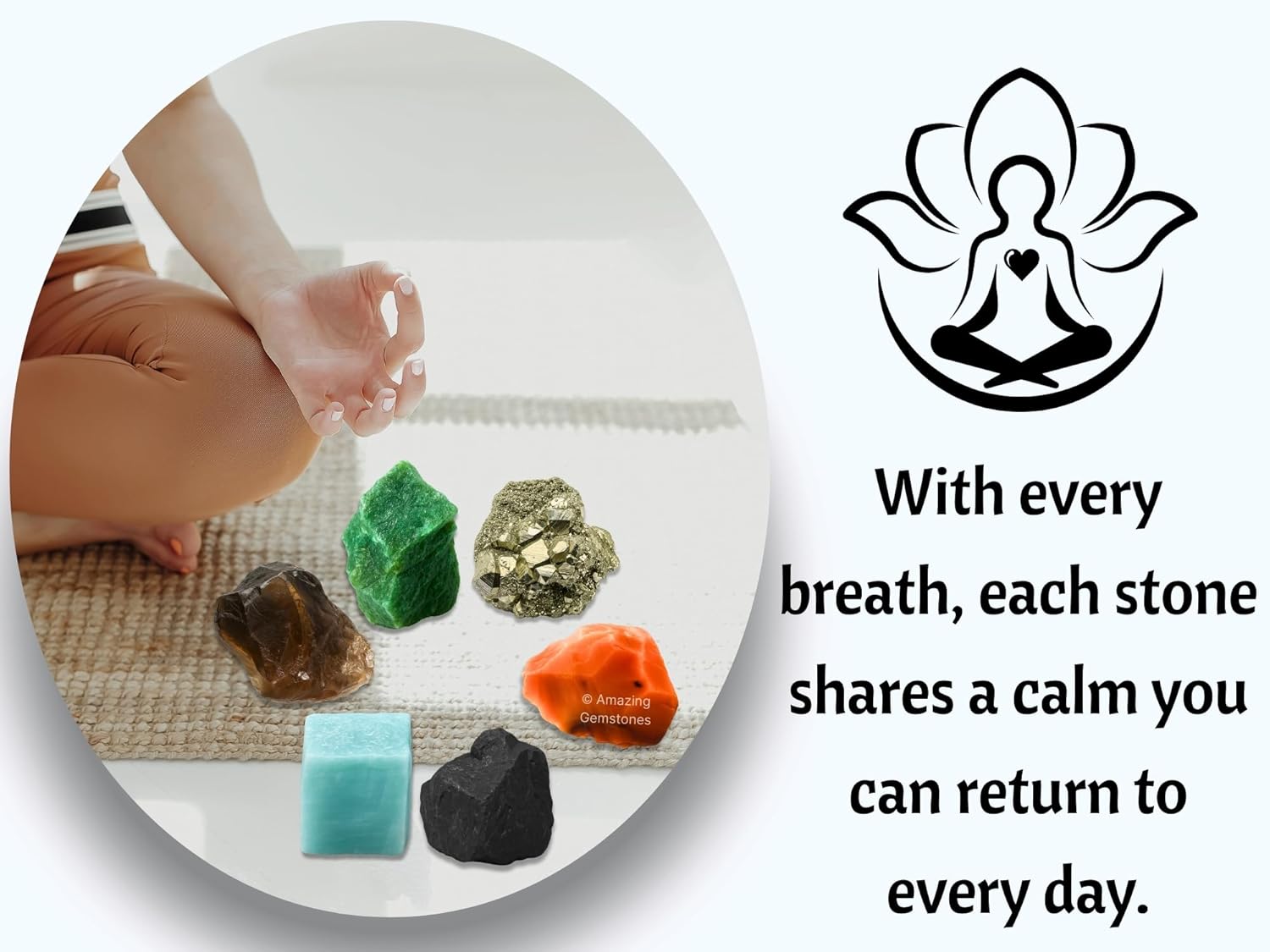 Amazing Gemstone Crystals for Workplace Manifestation, Set of 6 Green Aventurine, Smoky Quartz, Shungite, Carnelian, Pyrite and Amazonite Healing Crystals and Stones - Image 4