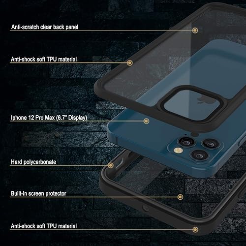 Miniatura 4 de Punkcase Funda impermeable para iPhone 12 Pro Max Extreme Series Slim Fit Certificado IP68 A prueba de golpes a prueba de nieve Funda de armadura